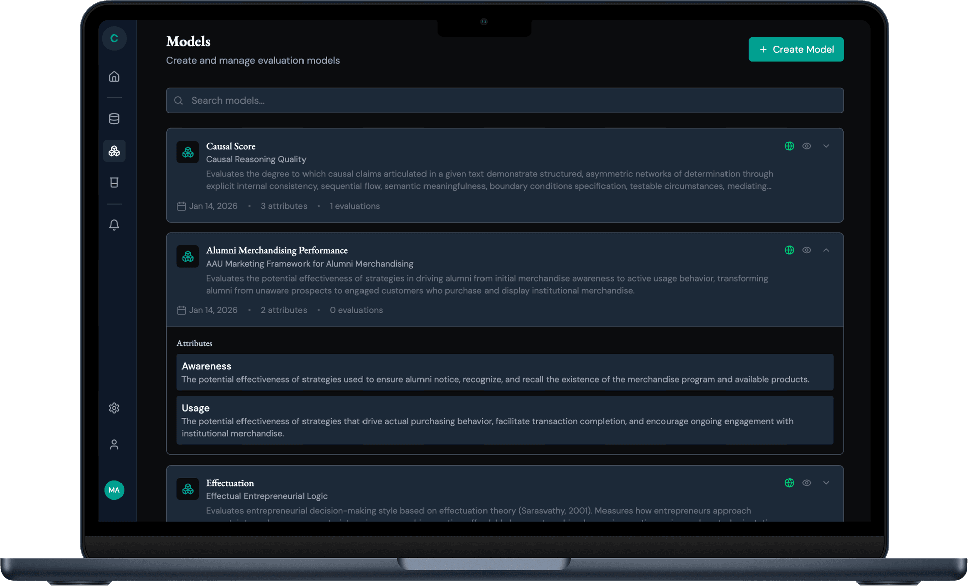 Copernicus evaluation platform — model library
